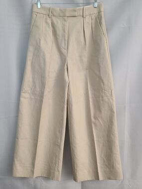 Banana Republic 12 Petite Cream Wide Leg Office Career Neutral Minimalist Pants